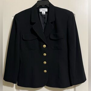 Saville Suit Women’s Black With Designer 4 Gold Button Detail Closure Size 12P